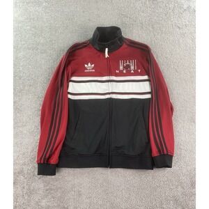 Miami Heat Jacket Men Large Black White Red Adidas Color Block Track Warm Up NBA